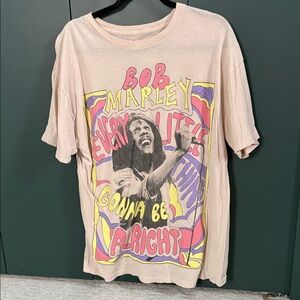 Zion Rootswear Bob Marley Graphic Tee - Cream, Pink, Yellow
